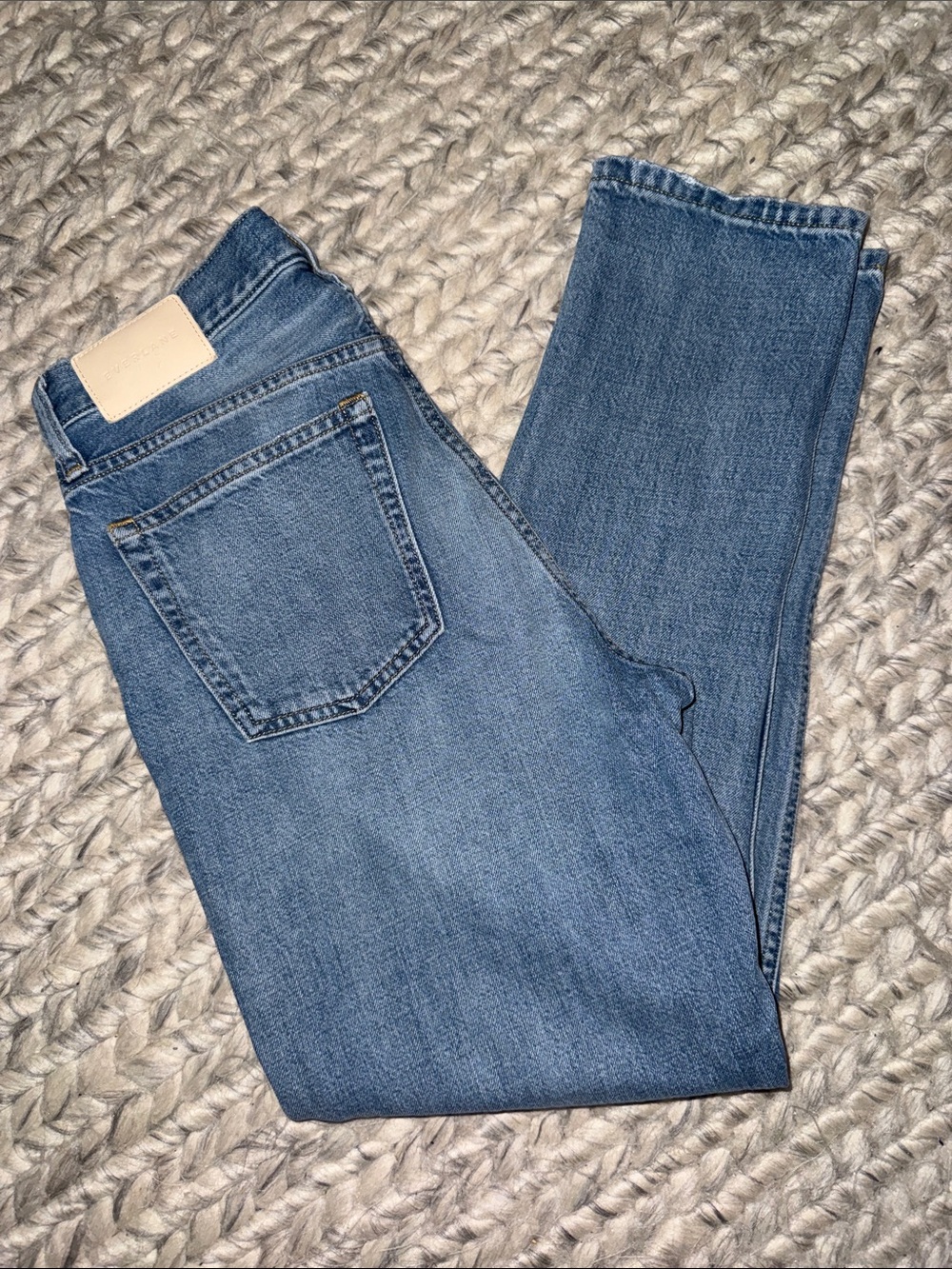 Everlane Straight Leg Jeans in Medium Blue